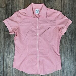 Brooks‎ Brothers Womens Fitted Short Sleeve Red Striped Button Up Shirt